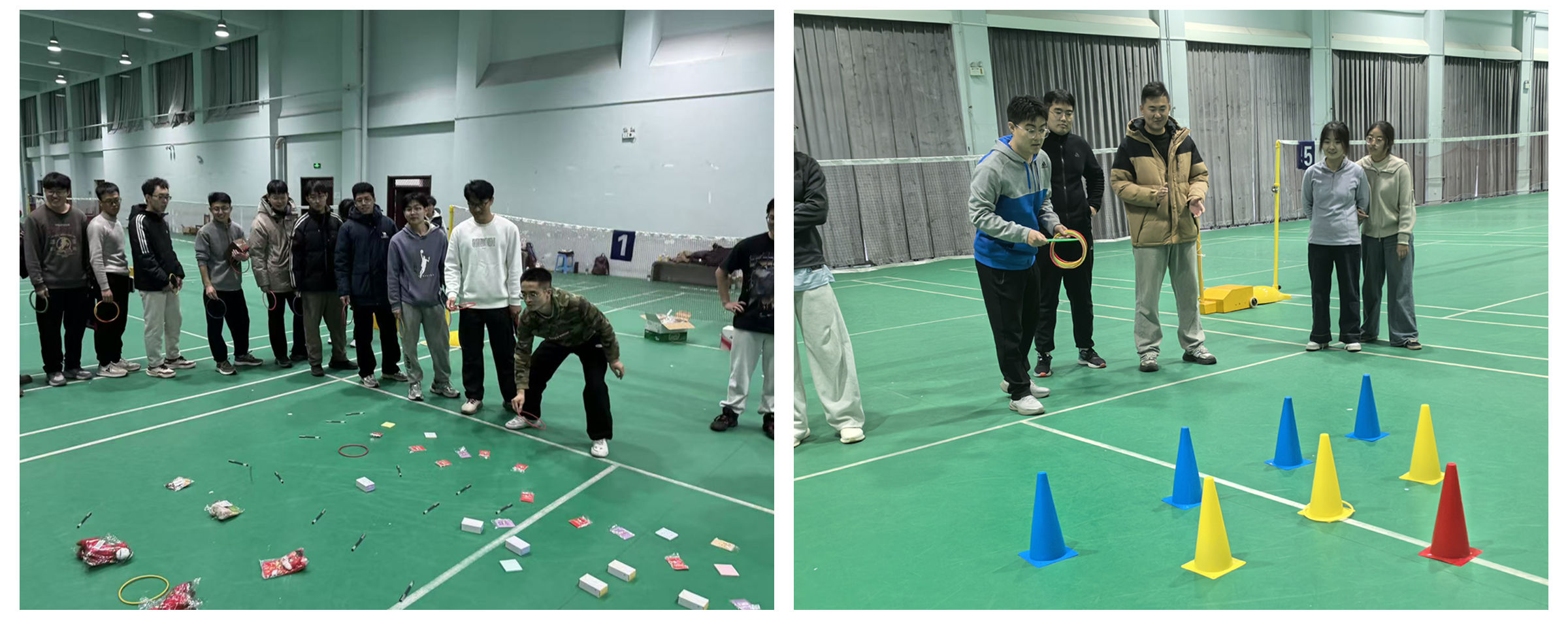 团队成员正在进行套圈游戏